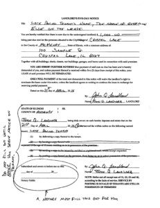 Example Illinois Five Day Notice filled out by landlord